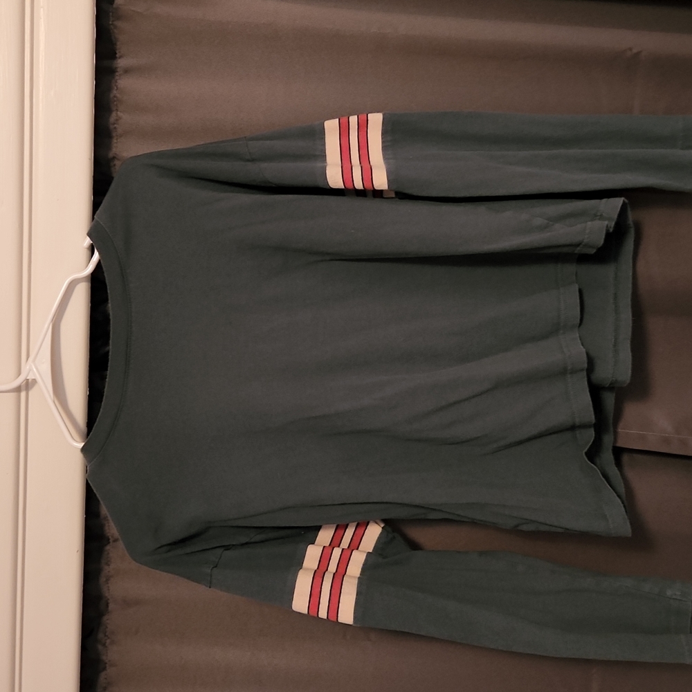 Green long-sleeved shirt, small from Urban Outfitters.